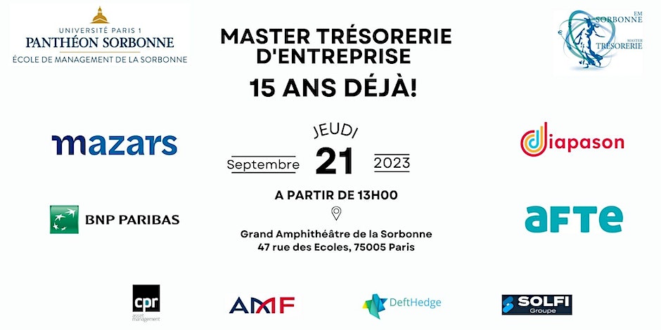 Master Trésorerie d'Entreprise Panthéon Sorbonne anniversaire