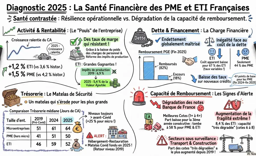 Quelle est la situation financière des PME et des ETI françaises à l’issue du cycle de taux d’intérêt 2022‑2025 ?